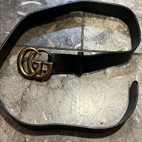 Gucci Marmot Black Leather Belt - Picture 1 of 14